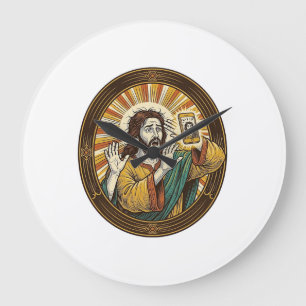 Grande Horloge Ronde Jesus Selfie Accidentel avec la caméra frontale et