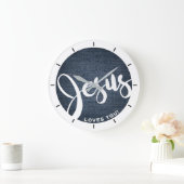 Grande Horloge Ronde Jésus t'aime Denim (Maison)