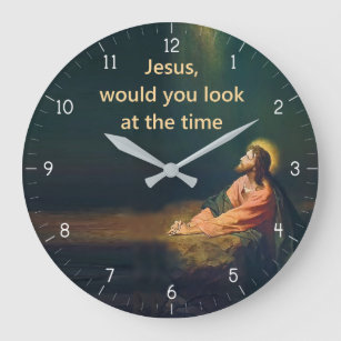 Grande Horloge Ronde Jésus voudrait que vous regardiez le Temps Drôle