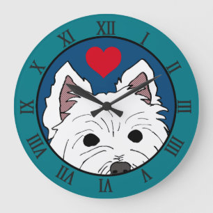 Grande Horloge Ronde Jeter un coup d'oeil Westie avec le coeur
