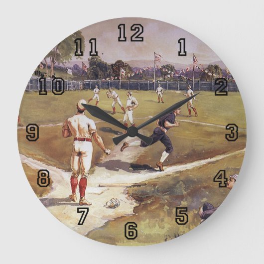 Grande Horloge Ronde Jeu de baseball sportif vintage par Henry Sandham (Recto)