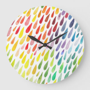 Grande Horloge Ronde Jeu d'éclaboussures couleur aquarelle