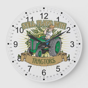 Grande Horloge Ronde Jeux toujours avec les tracteurs verts