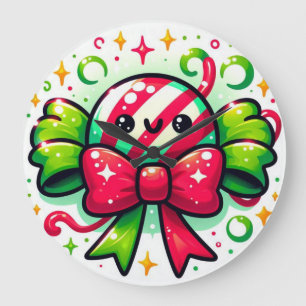 Grande Horloge Ronde Joie de Menthe: Personnage de Bonbon de Fêtes