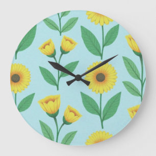 Grande Horloge Ronde Joie Fantaisiste en Fleur