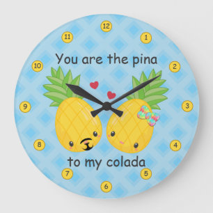 Grande Horloge Ronde Joli ananas Tropical Pina Colada Romantique