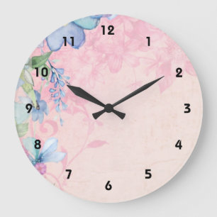 Grande Horloge Ronde Joli Arrière - plan rose et bleu