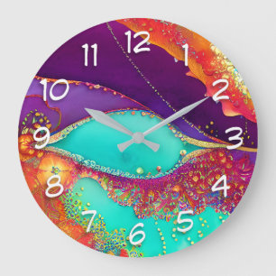 Grande Horloge Ronde Joli Art De La Plage Abstrait