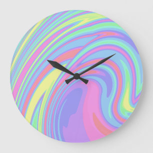 Grande Horloge Ronde Joli Art de Marbre Holographique