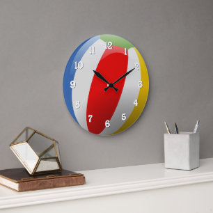 Grande Horloge Ronde Joli Bal de plage coloré rayé
