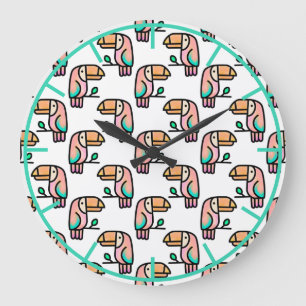Grande Horloge Ronde joli cadeau d'animal de toucan tropical mignon pou
