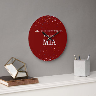 Grande Horloge Ronde Joli cadeau d'anniversaire avec bordure de confett