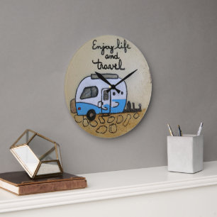 Grande Horloge Ronde Joli Camion de Voyage