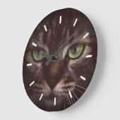 Grande Horloge Ronde Joli chat tabby (Angle)