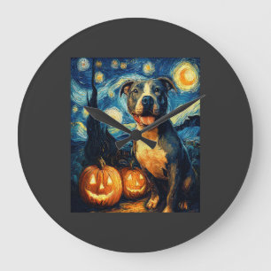 Grande Horloge Ronde Joli chien American Staffordshire Terrier Hallowee