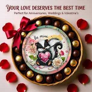 Grande Horloge Ronde Joli cœur de la Saint-Valentin de mouffette