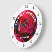Grande Horloge Ronde Joli Ensemble De Roses Rouges (Angle)