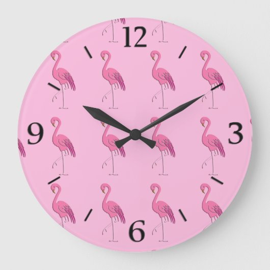 Grande Horloge Ronde Joli flamant rose (Recto)