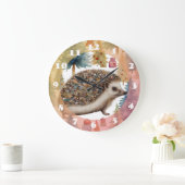 Grande Horloge Ronde Joli Hérisson arbres de vacances (Maison)