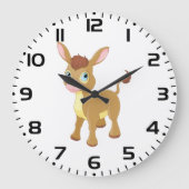 Grande Horloge Ronde Joli jeune âne avec grands yeux bleus (Recto)