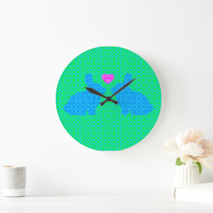 Grande Horloge Ronde Joli Lapin Amour
