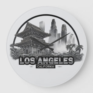 Grande Horloge Ronde Joli Los Angeles Ville Californie USA Vintage