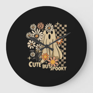 Grande Horloge Ronde Joli mais drôle fantôme floral Halloween effrayant