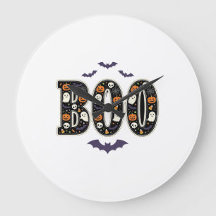 Grande Horloge Ronde Joli modèle de citrouille fantôme Boo Halloween