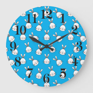 Grande Horloge Ronde Joli Motif blanc de Pâques