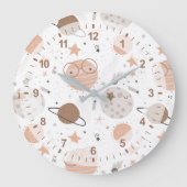 Grande Horloge Ronde Joli Motif Doodle Planet (Recto)