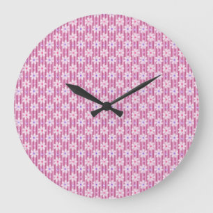 Grande Horloge Ronde Joli motif floral rose