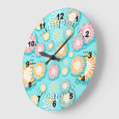 Grande Horloge Ronde Joli Motif Pastel Mur décoratif unique (Angle)