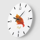 Grande Horloge Ronde Joli oiseau royal rouge sur blanc (Angle)