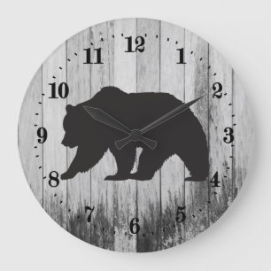 Grande Horloge Ronde Joli ours noir de campagne