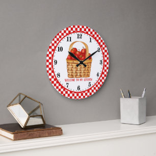 Grande Horloge Ronde joli pays de bienvenue cuisine pomme ajouter texte