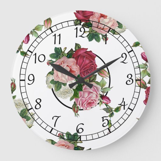 Grande Horloge Ronde Joli pays français Floral (Recto)