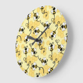 Grande Horloge Ronde Joli petit motif abeilles (Angle)