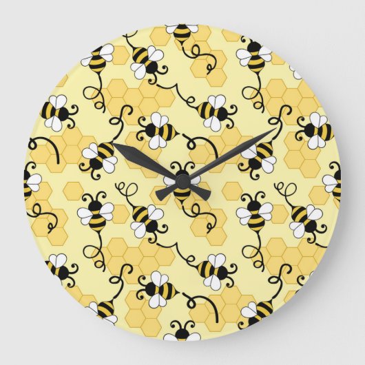Grande Horloge Ronde Joli petit motif abeilles (Recto)