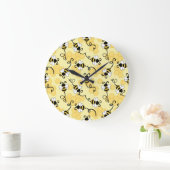 Grande Horloge Ronde Joli petit motif abeilles (Maison)