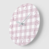 Grande Horloge Ronde Joli plaid rose (Angle)