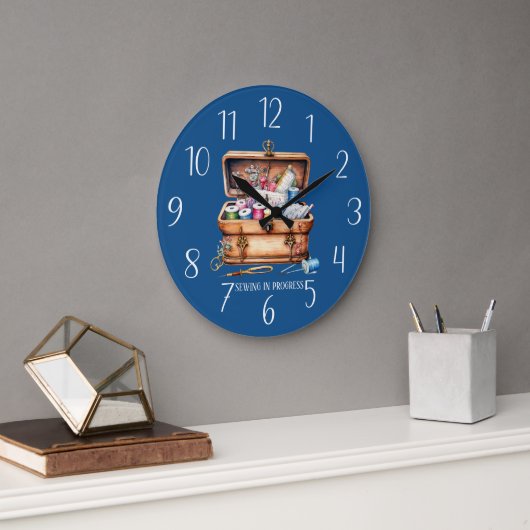 Grande Horloge Ronde joli progrès de couture ajouter du texte (Bureau)