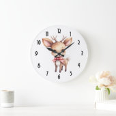 Grande Horloge Ronde Joli renne de Noël (Maison)