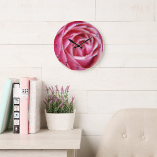 Grande Horloge Ronde Joli rose moderne rose presque