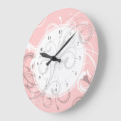 Grande Horloge Ronde Joli rose Peach Retro Fils Couleur personnalisée (Angle)