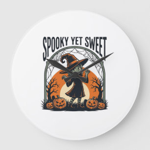 Grande Horloge Ronde Joli T-shirt vintage de sorcière d'Halloween effra