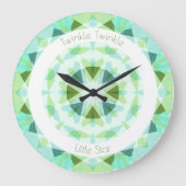 Grande Horloge Ronde Jolie Bleu Vert Twinkle Petit Étoile Baby Nursery (Recto)