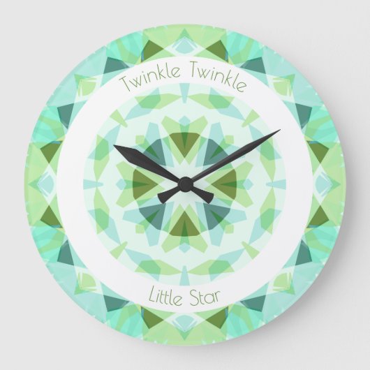 Grande Horloge Ronde Jolie Bleu Vert Twinkle Petit Étoile Baby Nursery (Recto)