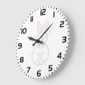 Grande Horloge Ronde Jolie broderie style lapin lapin lapin (Angle)