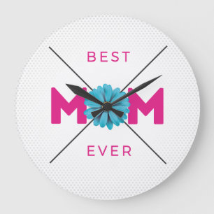 Grande Horloge Ronde Jolie conception Texte Meilleure maman Ever pour l