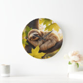 Grande Horloge Ronde Jolie fentes bébé dormant dans un arbre (Maison)